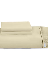 3 Piece Fitted Sheet Set Super Soft Beige Single Size 90x200+20cm with 2 Pillow Case - Cotton Home