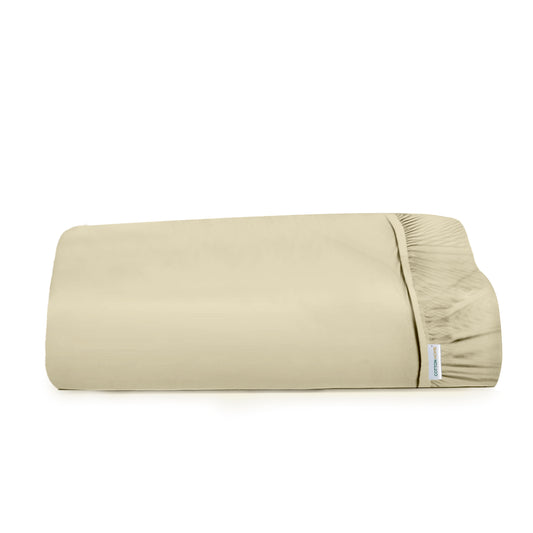 Super Soft Queen Size Fitted sheet 180x200+30 CM Beige with Deep Pockets - Cotton Home