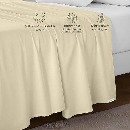 Flat Sheet Supersoft Microfiber King 220x240cm-Beige