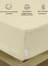 3 Piece Fitted Sheet Set Supersoft Microfiber Beige King Size 180x200+25cm with 2 Pillow Case