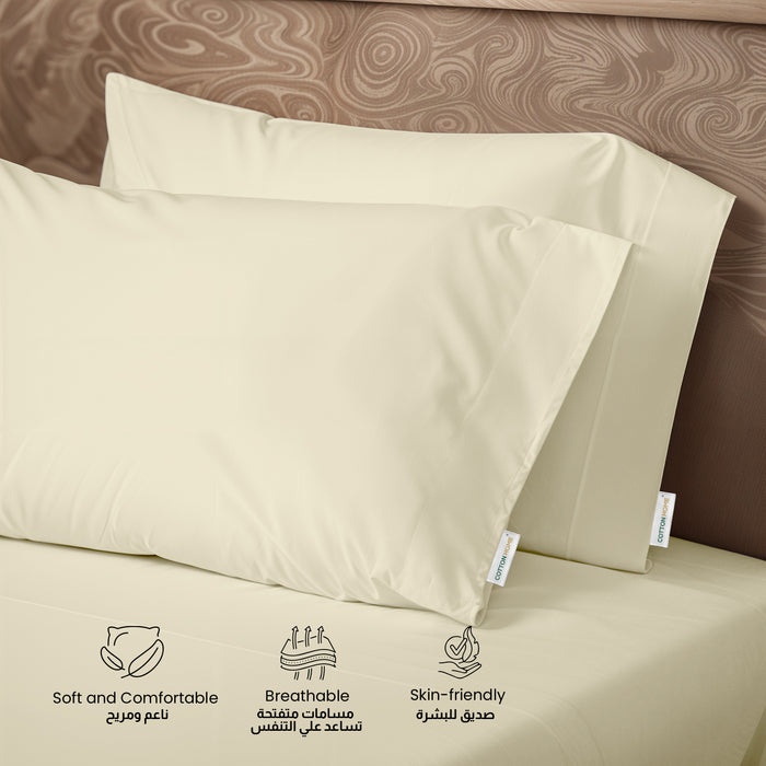 3 Piece Flat Sheet Set Supersoft Microfiber Beige Single Size 160x220 with 2 Pillow Case