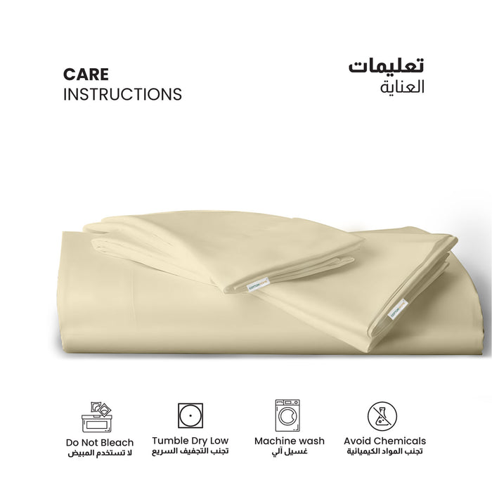 3 Piece Flat Sheet Set Supersoft Microfiber Beige Queen Size 200x220 with 2 Pillow Case
