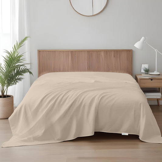 Flat Sheet Supersoft Microfiber Super King 240x260cm-Dk Beige