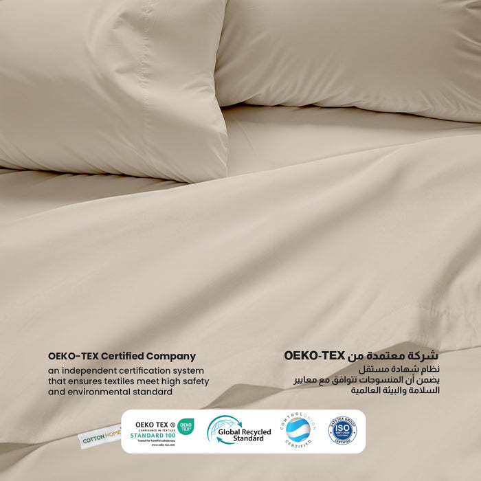 3 Piece Flat Sheet Set Supersoft Microfiber Dark Beige Single Size 160x220 with 2 Pillow Case