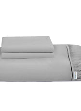 3 Piece Fitted Sheet Set Super Soft Grey Single Size 90x200+20cm with 2 Pillow Case - Cotton Home