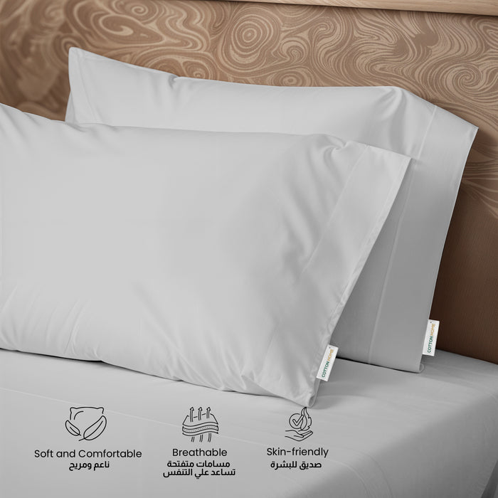 3 Piece Flat Sheet Set Supersoft Microfiber Grey Single Size 160x220 with 2 Pillow Case