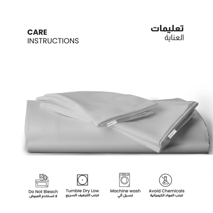3 Piece Flat Sheet Set Supersoft Microfiber Grey Queen Size 200x220 with 2 Pillow Case