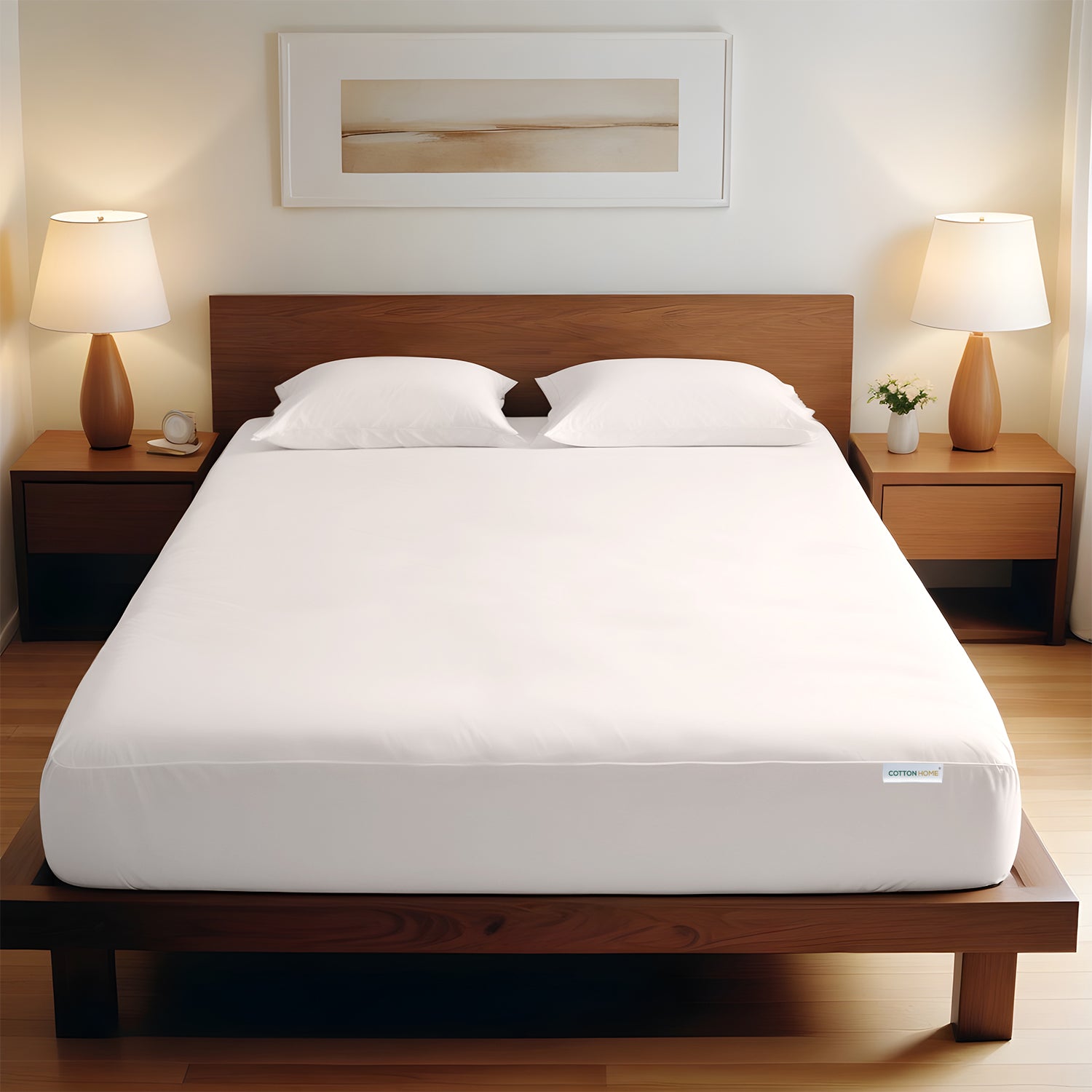 3 Piece Fitted Sheet Set Super Soft Ivory Single Size 90x200+20cm with 2 Pillow Case - Cotton Home