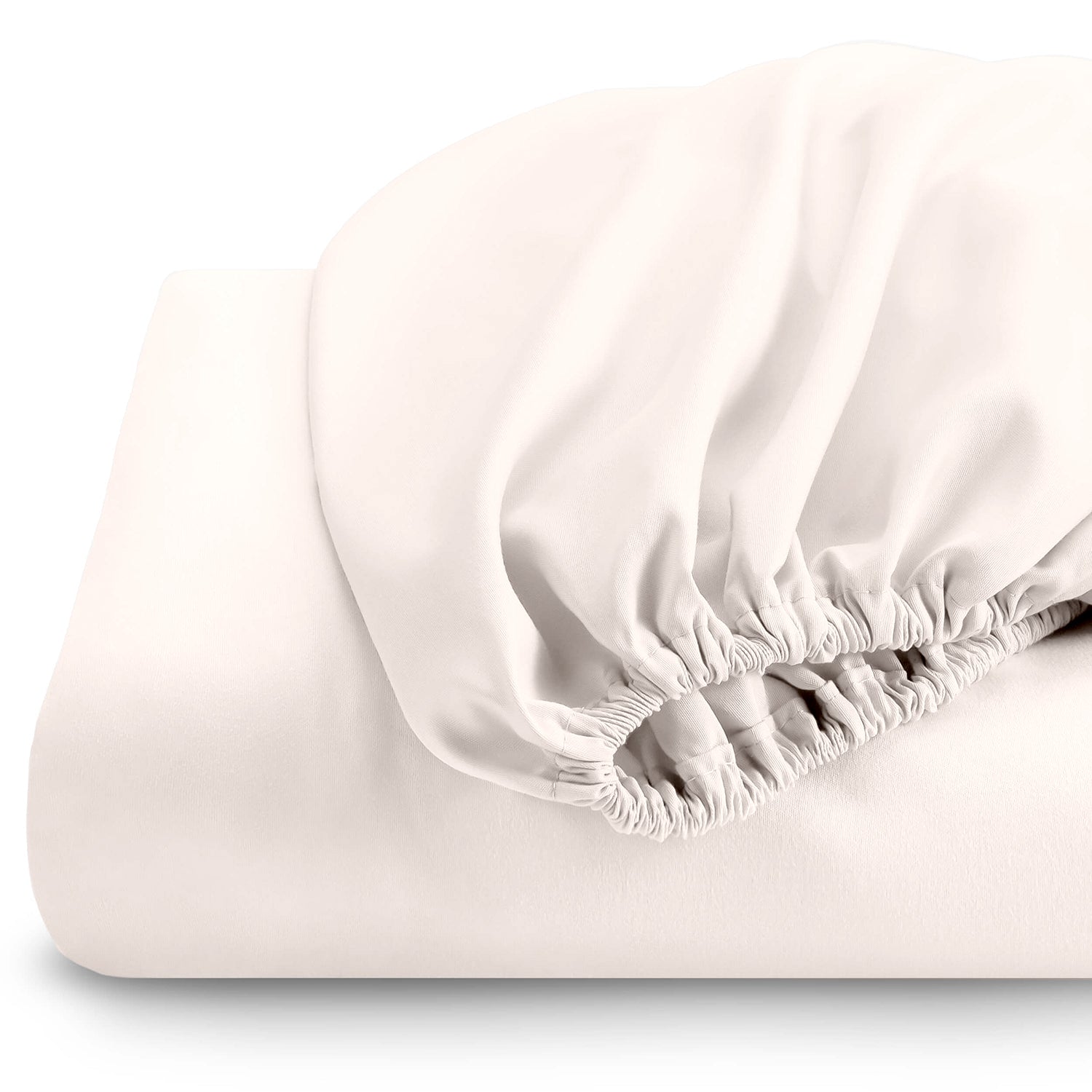 Super Soft Twin Size Fitted sheet 160x200+30 CM Ivory with Deep Pockets - Cotton Home