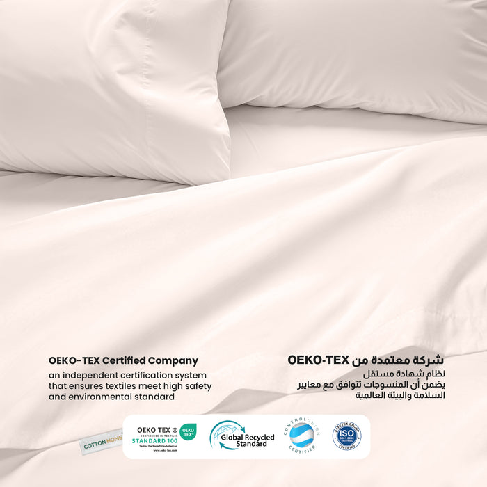 3 Piece Flat Sheet Set Supersoft Microfiber Ivory Single Size 160x220 with 2 Pillow Case