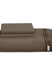 3 Piece Fitted Sheet Set Super Soft Brown King Size 180x200+30cm with 2 Pillow Case - Cotton Home