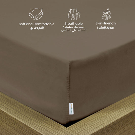 3 Piece Fitted Sheet Set Supersoft Microfiber Khaki Twin Size 160x200+30cm with 2 Pillow Case