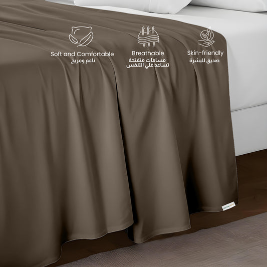 Flat Sheet Supersoft Microfiber Super King Flat Sheet 240x260cm-Khaki