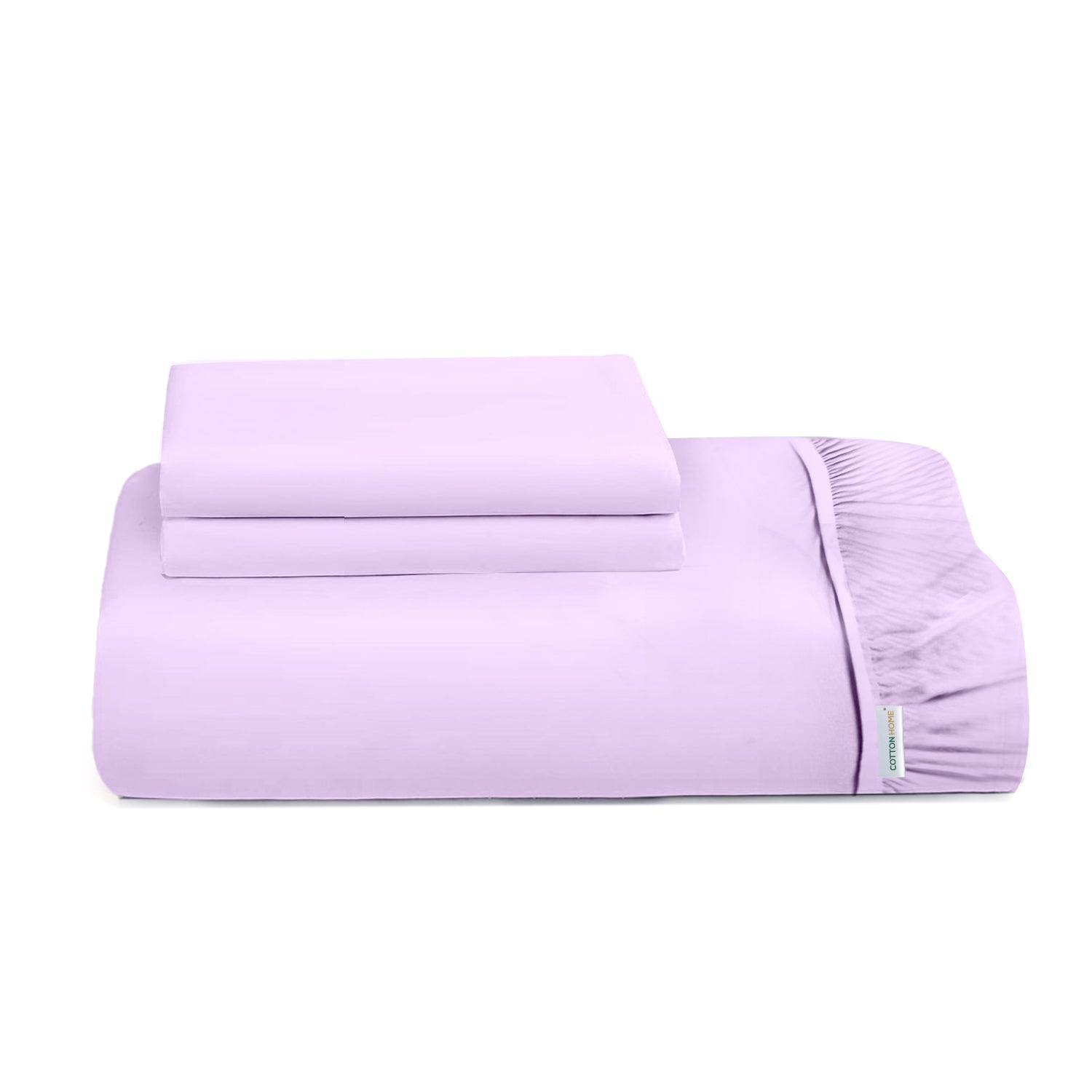 3 Piece Fitted Sheet Set Super Soft Light Purple King Size 180x200+30cm with 2 Pillow Case - Cotton Home