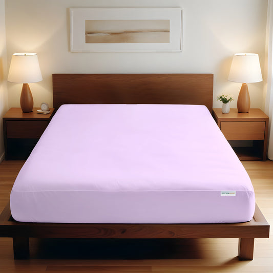 Super Soft Twin Size Fitted Sheet 160x200+30 CM Lilac with Deep Pockets - Cotton Home