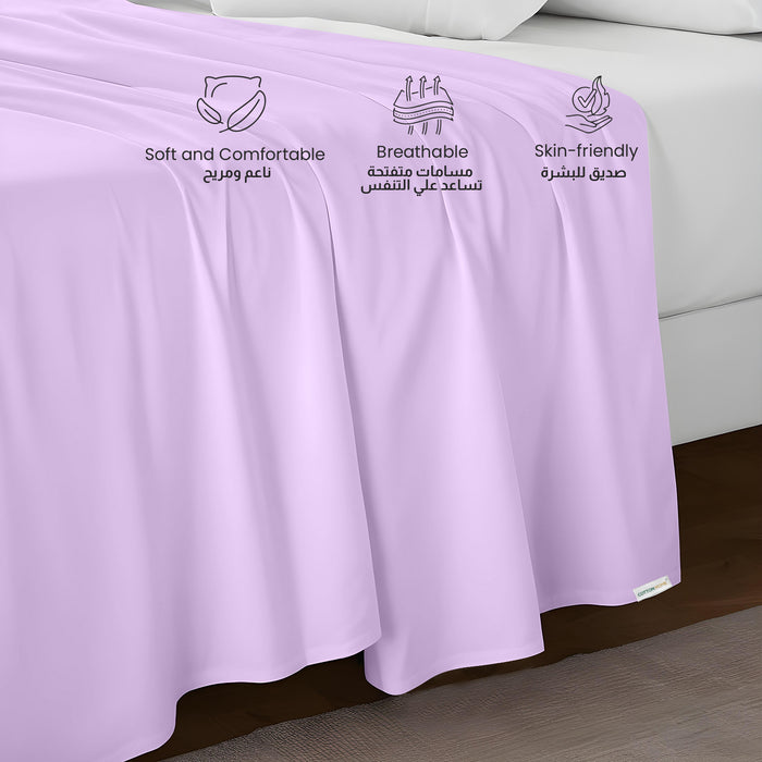 Flat Sheet Supersoft Microfiber Super King 240x260cm-Light Purple