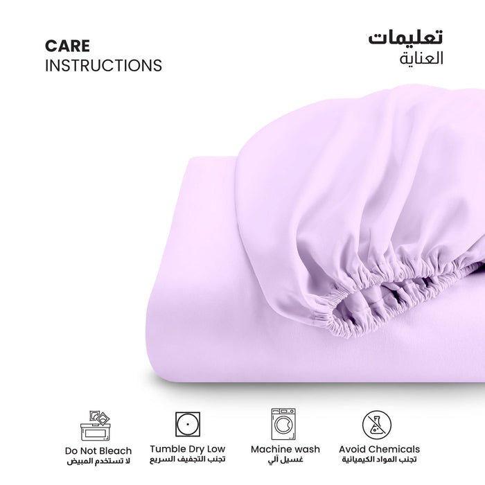 3 Piece Fitted Sheet Set Supersoft Microfiber Light Purple Single Size 90x200+20cm with 2 Pillow Case