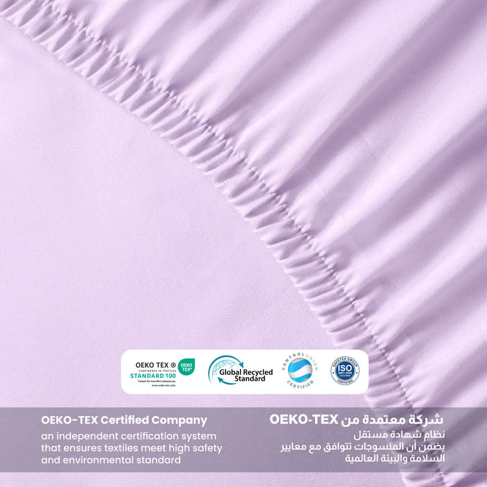 3 Piece Fitted Sheet Set Supersoft Microfiber Light Purple Single Size 90x200+20cm with 2 Pillow Case