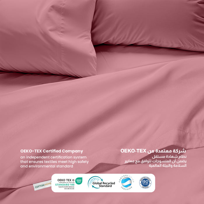 3 Piece Flat Sheet Set Supersoft Microfiber Mauve Single Size 160x220 with 2 Pillow Case