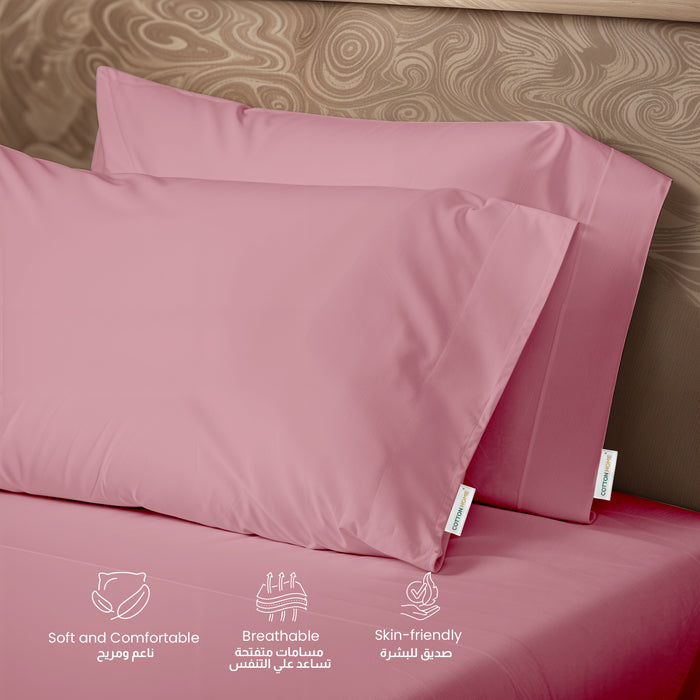 3 Piece Flat Sheet Set Supersoft Microfiber Mauve Single Size 160x220 with 2 Pillow Case