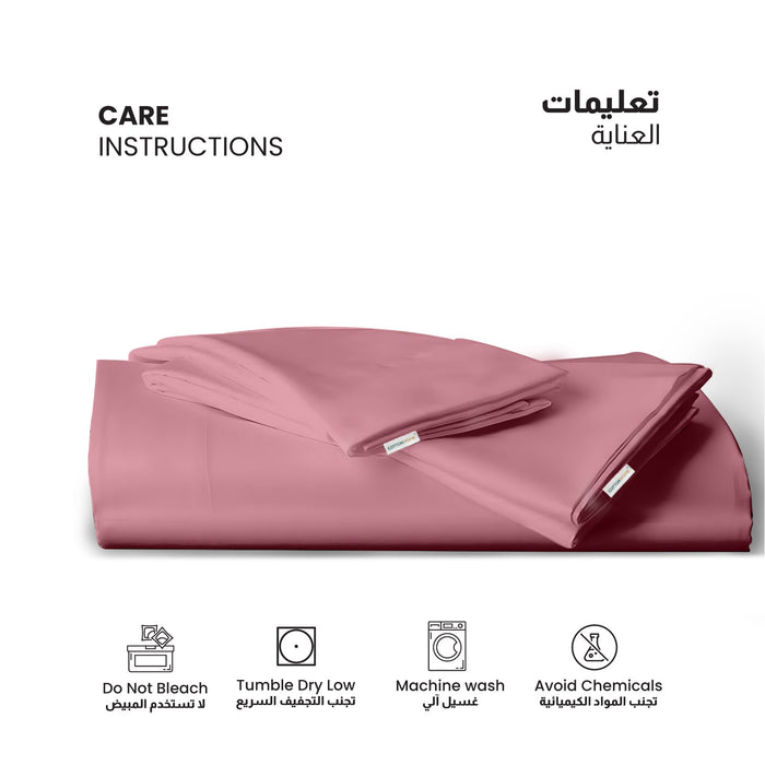 3 Piece Flat Sheet Set Supersoft Microfiber Mauve Super King Size 240x260 with 2 Pillow Case