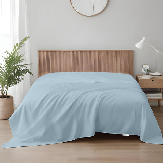 Flat Sheet Supersoft Microfiber King 220x240cm-Metalic Blue