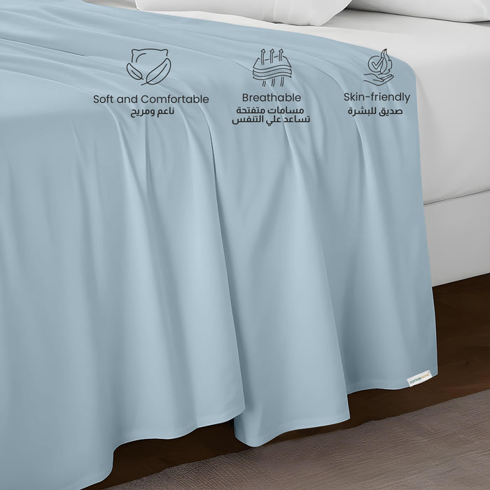 Flat Sheet Supersoft Microfiber King 220x240cm-Metalic Blue