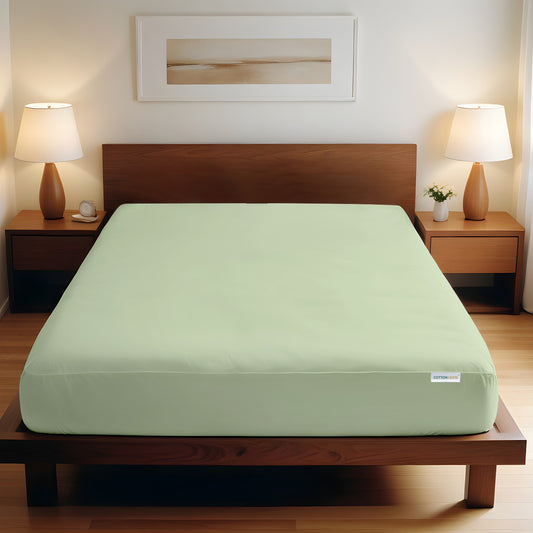 Super Soft King Size Fitted sheet 200x200+30cm Mint Green with Deep Pockets - Cotton Home