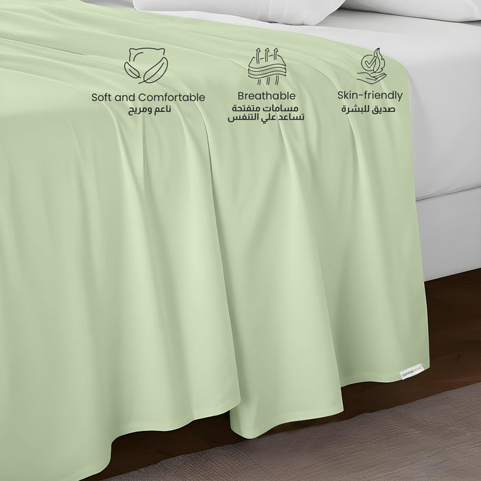 Flat Sheet Supersoft Microfiber Super King Flat Sheet 240x260cm-Mint Green