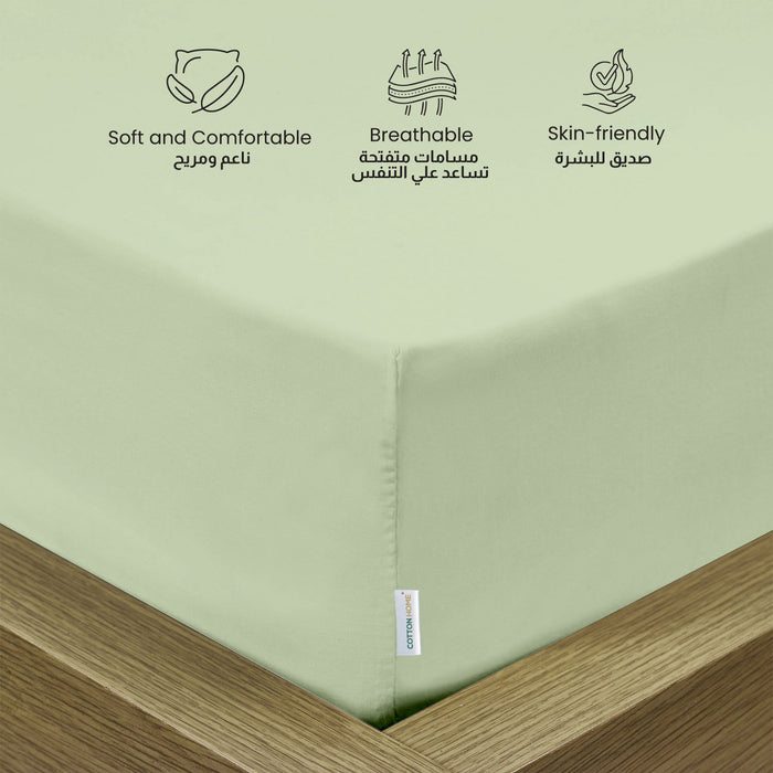 3 Piece Fitted Sheet Set Supersoft Microfiber Mint Green King Size 180x200+30cm with 2 Pillow Case