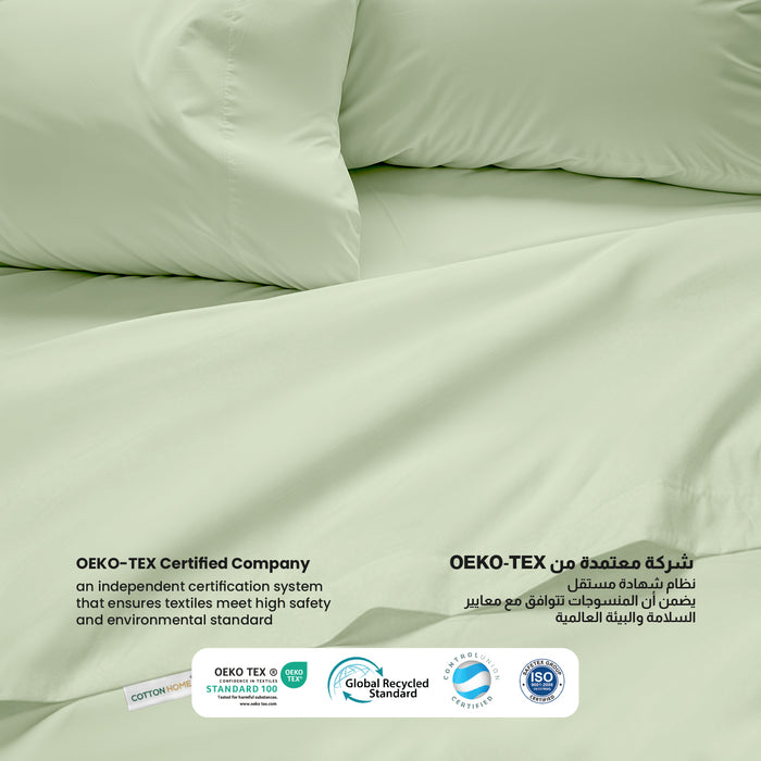 3 Piece Flat Sheet Set Supersoft Microfiber Mint Green Single Size 160x220 with 2 Pillow Case