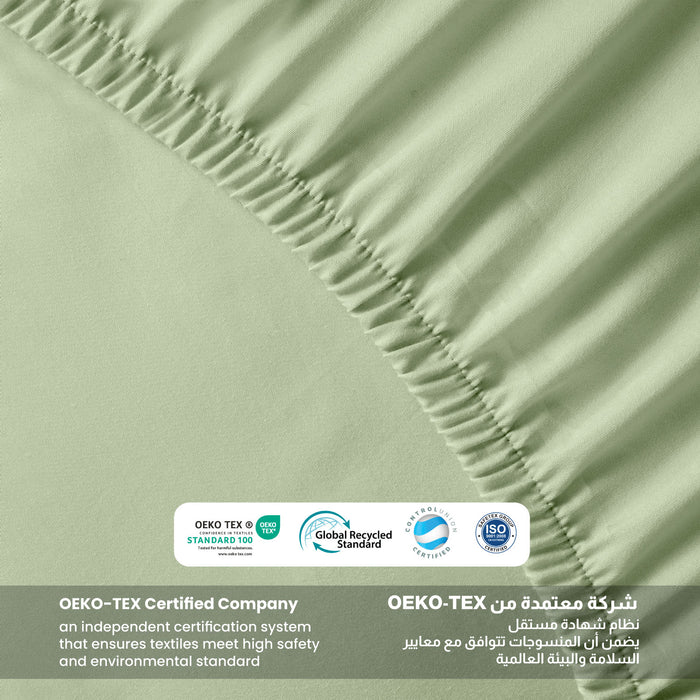 3 Piece Fitted Sheet Set Supersoft Microfiber Mint Green King Size 180x200+30cm with 2 Pillow Case