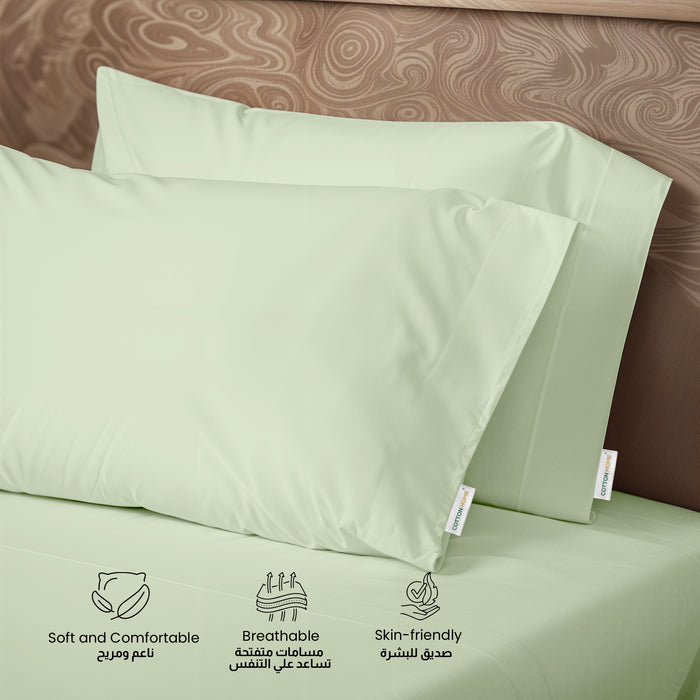 3 Piece Flat Sheet Set Supersoft Microfiber Mint Green Single Size 160x220 with 2 Pillow Case