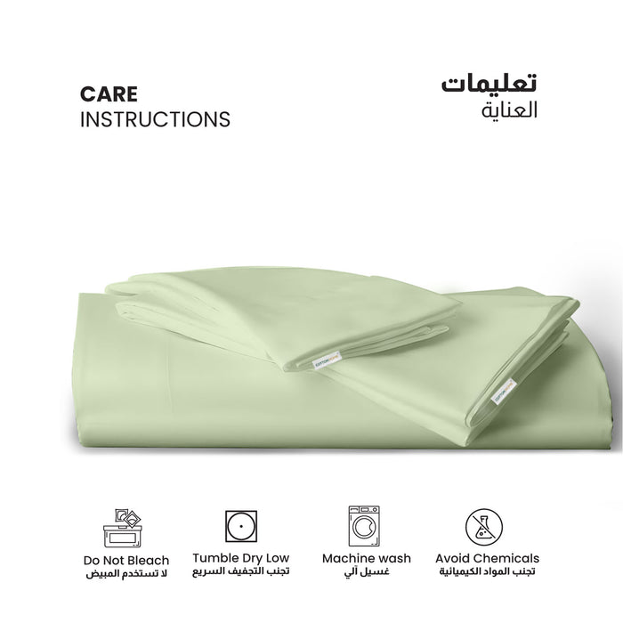 3 Piece Flat Sheet Set Supersoft Microfiber Mint Green Single Size 160x220 with 2 Pillow Case