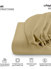 3 Piece Fitted Sheet Set Supersoft Microfiber Mustard King Size 180x200+30cm with 2 Pillow Case