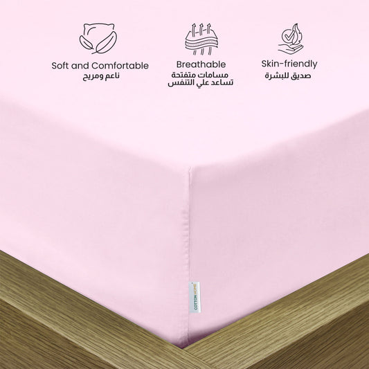 Supersoft Microfiber Single Fitted Sheet 90x200+20 CM Pink with Deep Pockets