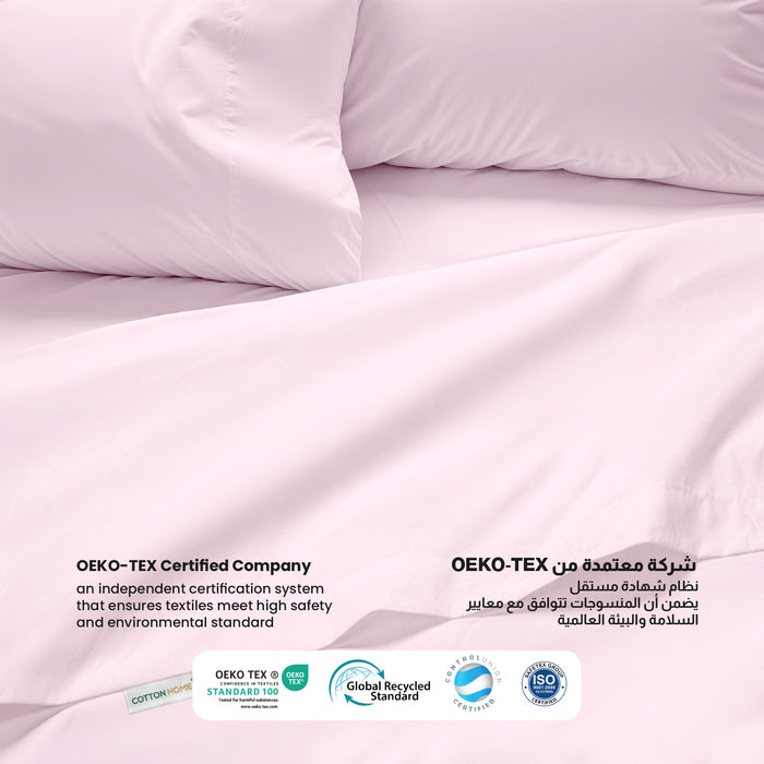 3 Piece Flat Sheet Set Supersoft Microfiber Pink Single Size 160x220 with 2 Pillow Case