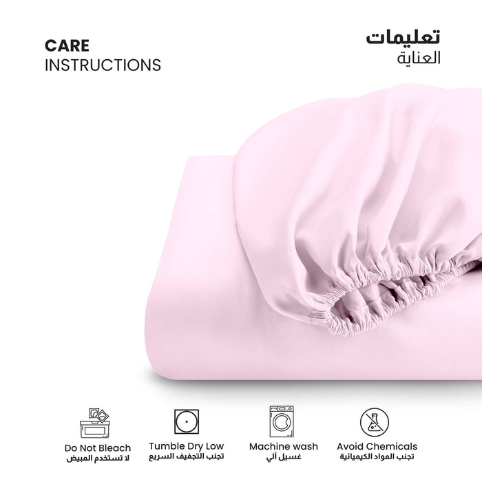 3 Piece Fitted Sheet Set Supersoft Microfiber Pink Single Size 120x200+25cm with 2 Pillow Case