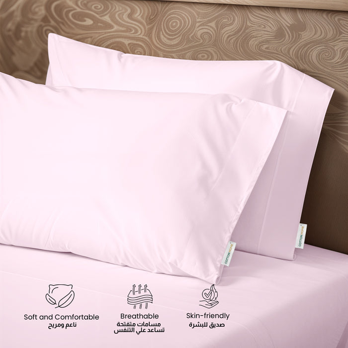 3 Piece Flat Sheet Set Supersoft Microfiber Pink Single Size 160x220 with 2 Pillow Case