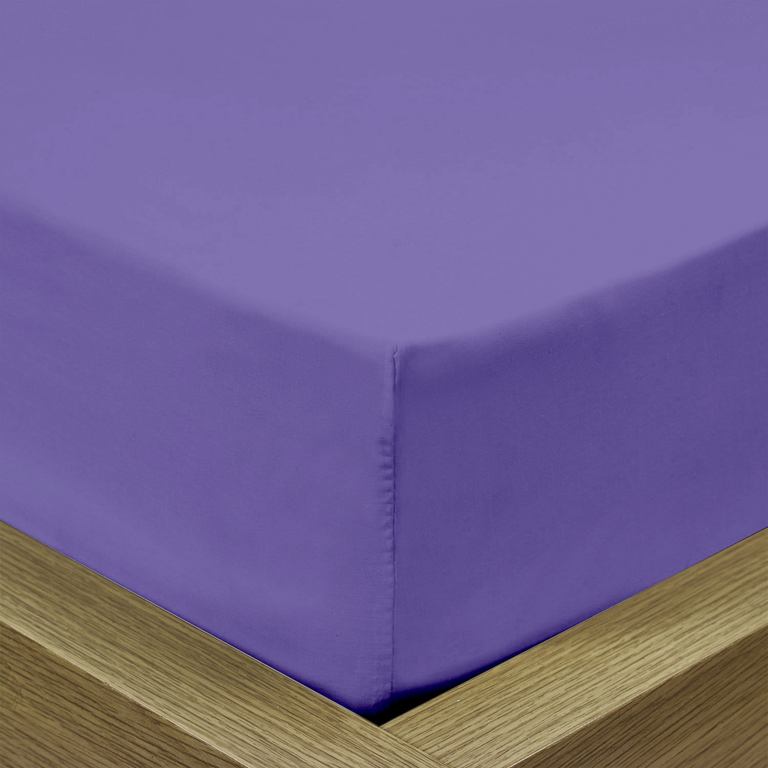 Super Soft King Size Fitted sheet 200x200+30cm Purple with Deep Pockets - Cotton Home