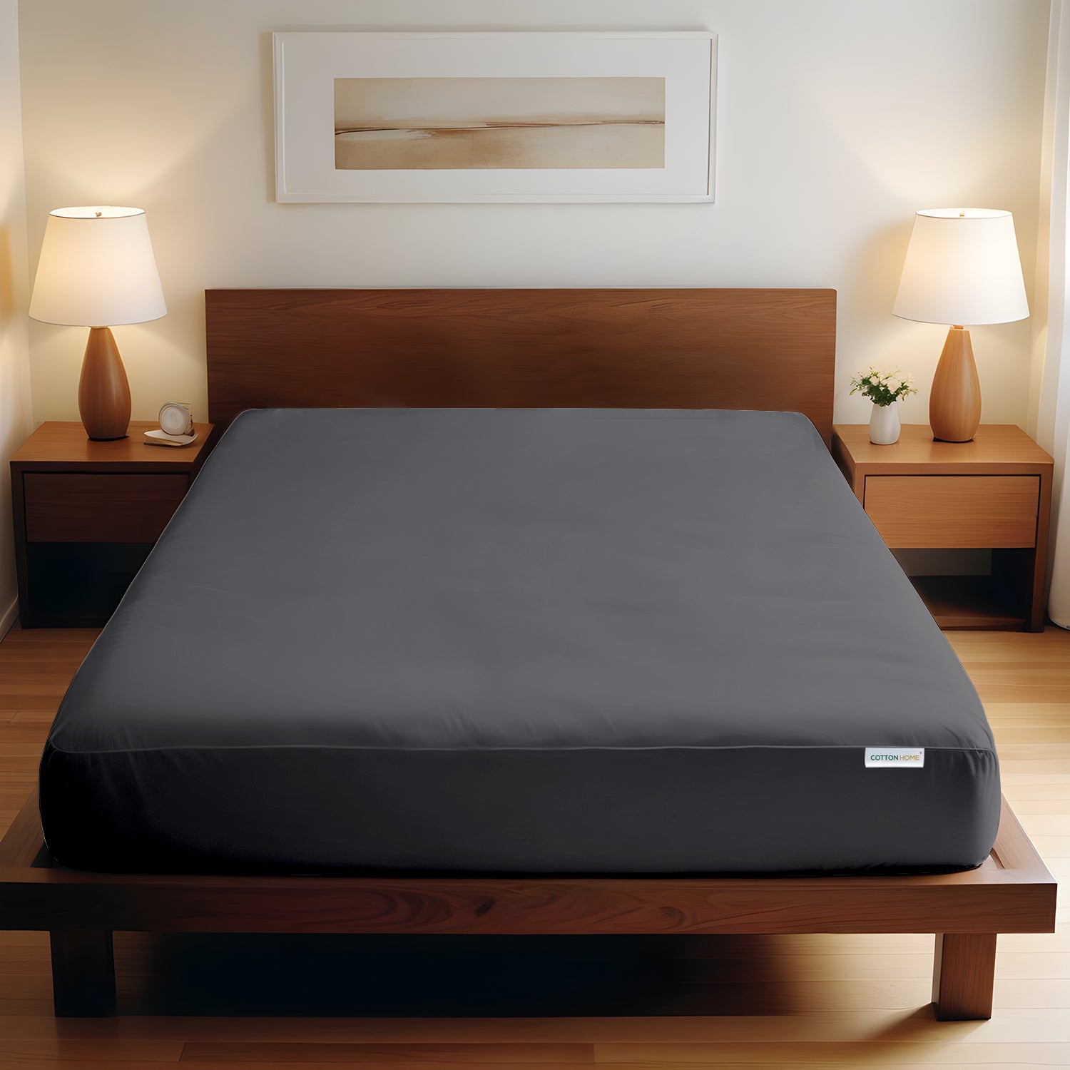 Super soft Double Size Fitted sheet 120x200+25 cm Ash Grey with Deep Pockets - Cotton Home