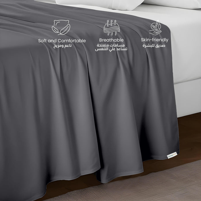 Flat Sheet Supersoft Microfiber Super King 240x260cm-Silver