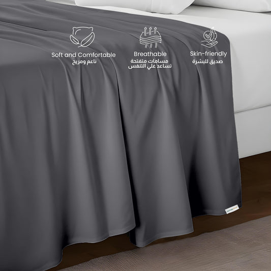 Flat Sheet Supersoft Microfiber Queen 200x220cm-Silver