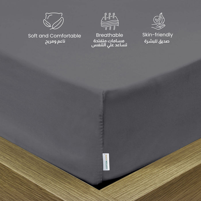 3 Piece Fitted Sheet Set Supersoft Microfiber Silver Single Size 120x200+25cm with 2 Pillow Case
