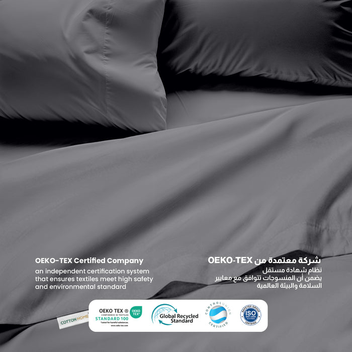 3 Piece Flat Sheet Set Supersoft Microfiber Silver Queen Size 200x220 with 2 Pillow Case