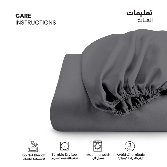 3 Piece Fitted Sheet Set Supersoft Microfiber Silver King Size 180x200+30cm with 2 Pillow Case