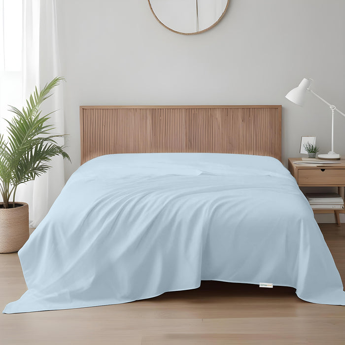 Flat Sheet Supersoft Microfiber Super King 240x260cm-Sky Blue