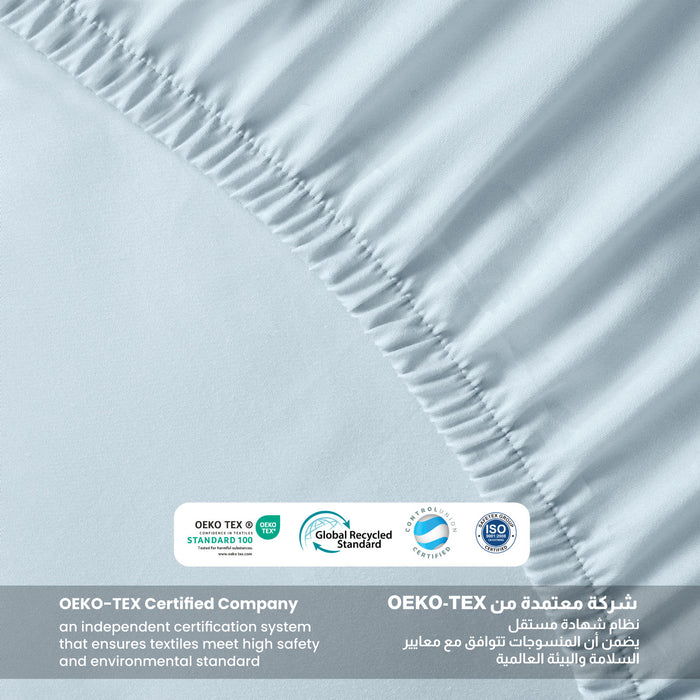 3 Piece Fitted Sheet Set Supersoft Microfiber Sky Blue King Size 180x200+30cm with 2 Pillow Case