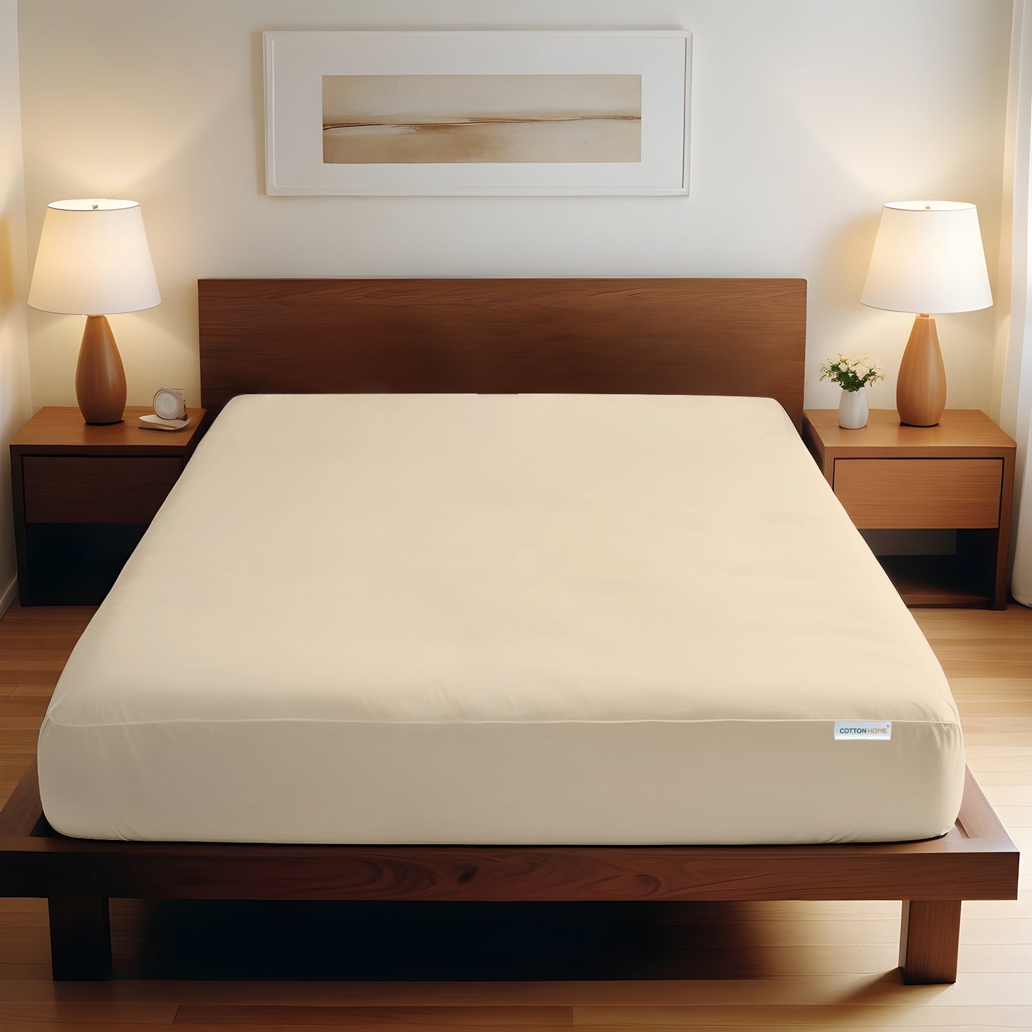 Super Soft Queen Size Fitted sheet 180x200+30 CM Stone with Deep Pockets - Cotton Home
