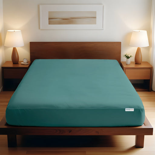 Super Soft Twin Size Fitted sheet 160x200+30 CM Teal with Deep Pockets - Cotton Home